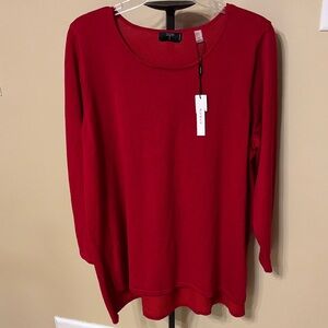 Tahari Vibrant Red Knit swing Top 1X